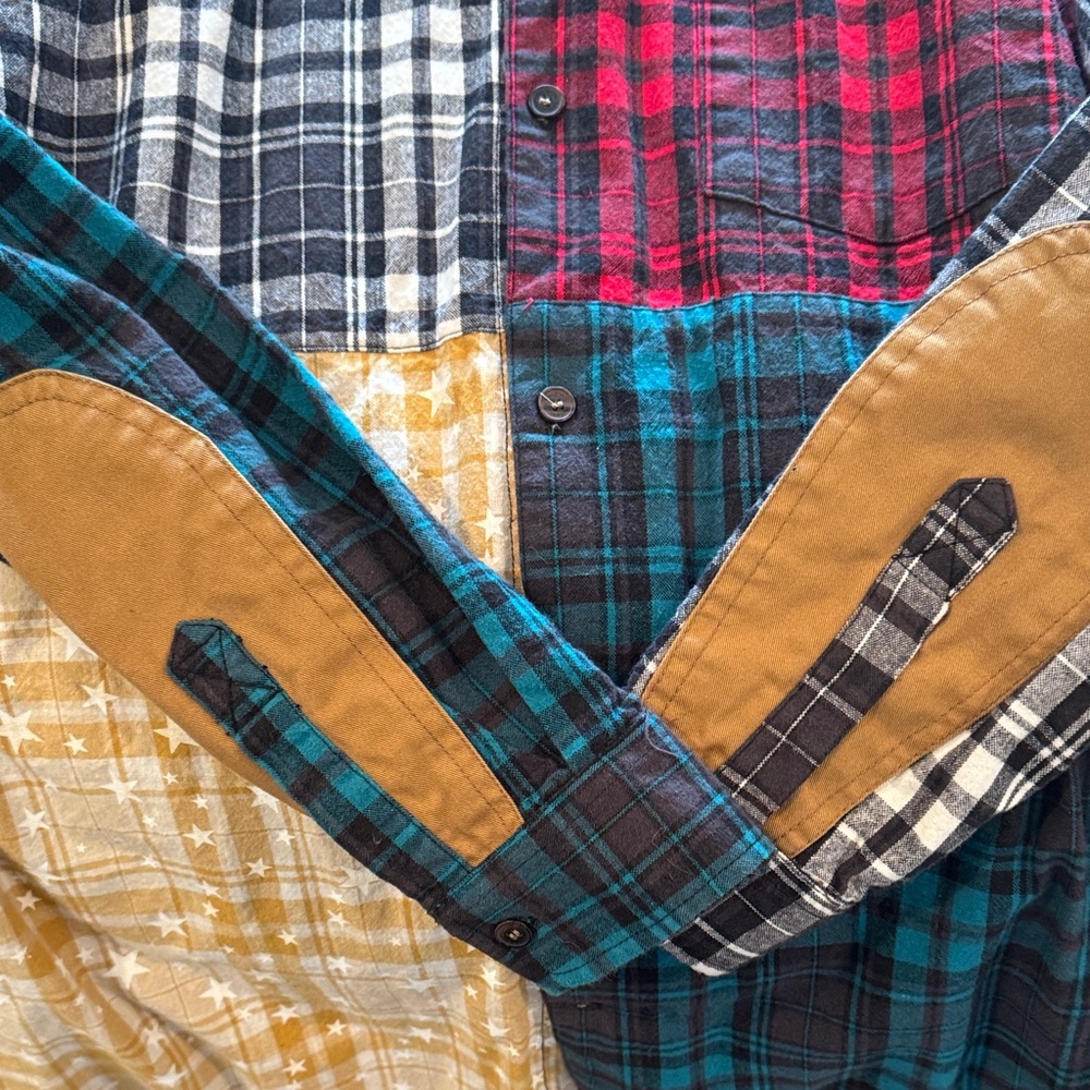 Y2K Rocawear Plaid Patchwork Button-Up Cotton Fla… - image 6